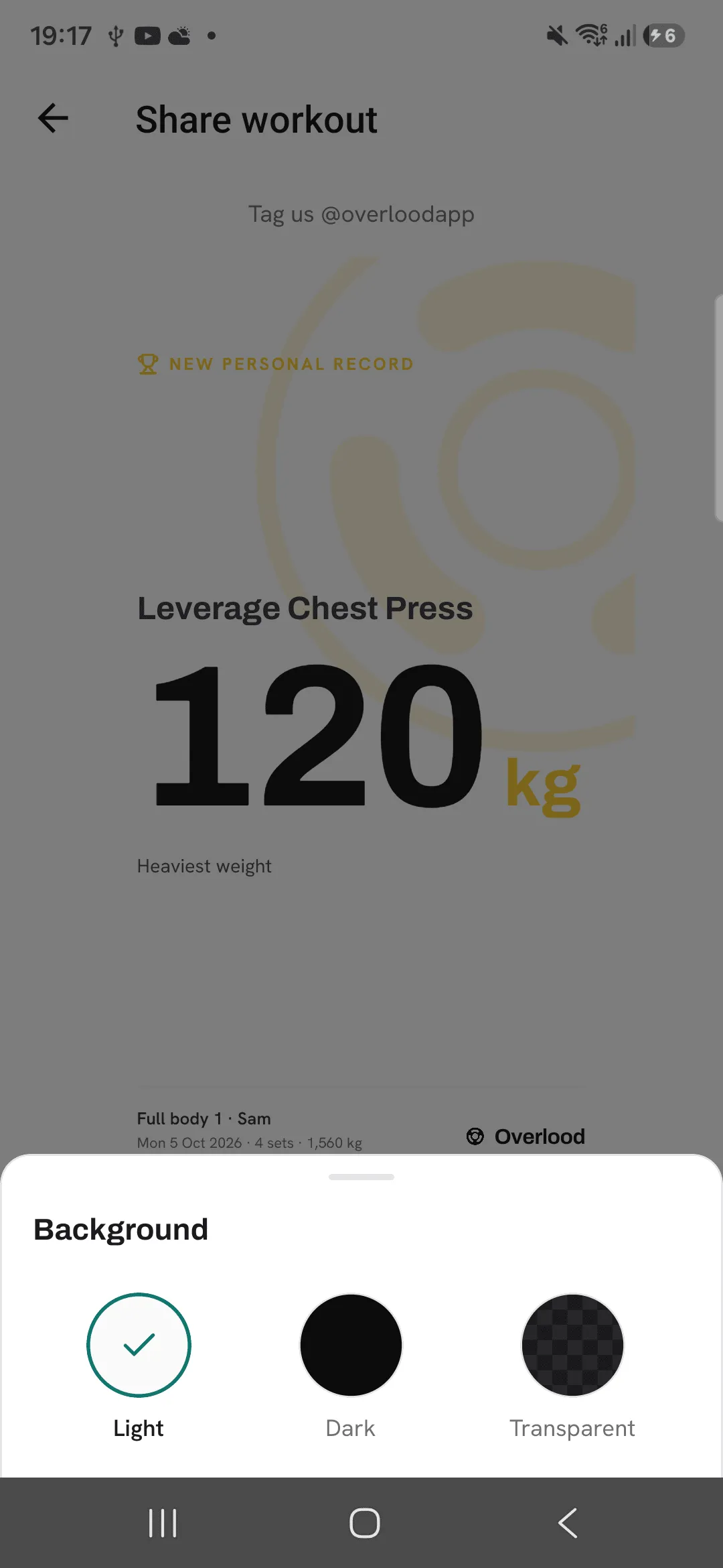 The Background sheet with Light, Dark and Transparent.